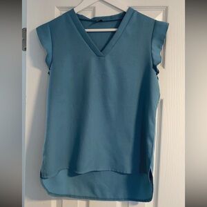 SHEIN Teal V-Neck Blouse